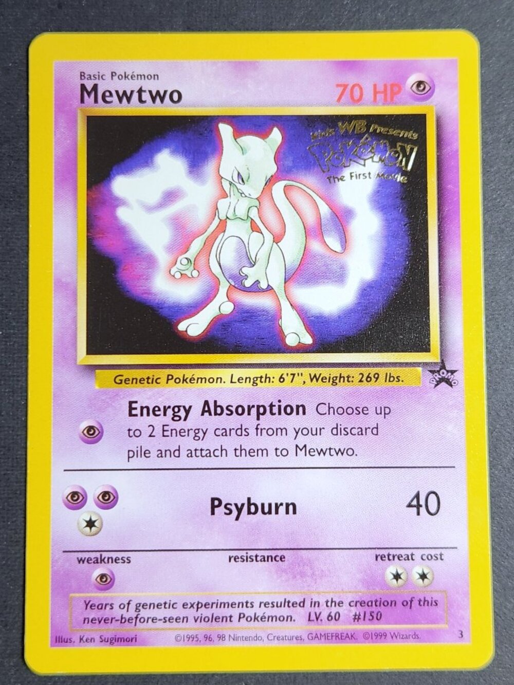 Mewtwo 3 Black Star Promo First Movie Gold Stamp Pokemon Card 1999 WOTC TCG LP